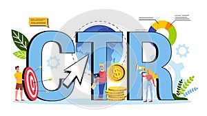 CTR acronym for click through rate. Internet campaign