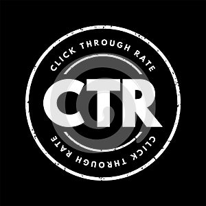 CTR Click-Through Rate - ratio of users who click on a specific link to the number of total users who view a page, email, or