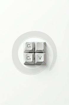 Ctrl+C and Ctrl+V Keys on White Background