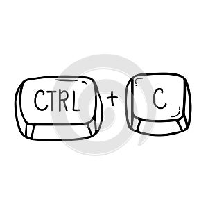 Ctrl and C keyboard shortcut vector illustration, Paste keyboard shortcut for windows devices. Ctrl C.
