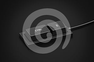 Ctrl z shortcut button and undo or backward keyboard concept of control keypad background. 3D rendering