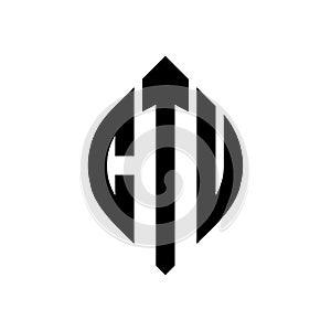 CTU circle letter logo design with circle and ellipse shape. CTU ellipse letters with typographic style. The three initials form a