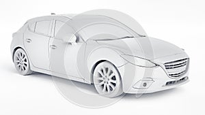 Cty car with blank surface for your creative design. 3D rendering.