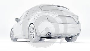 Cty car with blank surface for your creative design. 3D rendering.