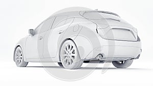 Cty car with blank surface for your creative design. 3D rendering.