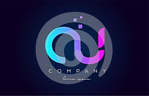 CU C U alphabet letter logo icon combination. Creative design for company and business in blue pink colours