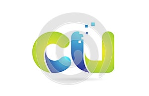 cu c u blue green combination alphabet letter logo icon design