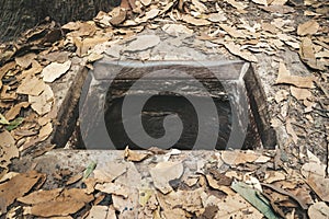 Cu chi tunnels history in Vietnam. Cu Chi tunnel built by vietnamese guerilla forces during Vietnam war, 60 km from Ho Chi Minh photo