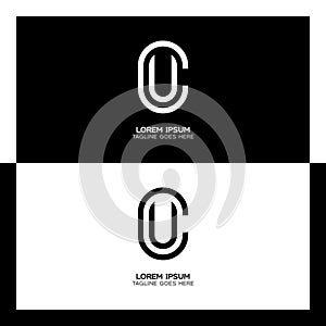 CU initial letter logo. Alphabet C and U pattern design monogram