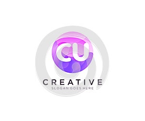 CU initial logo With Colorful Circle template vector