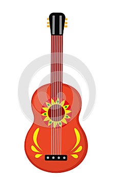 Cuatro guitar icon, flat style. Mexican musical instrument. Isolated on white background. Vector illustration, clip-art.