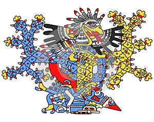 Cuauhtli Mexica ancient god. Vector Illustrator photo