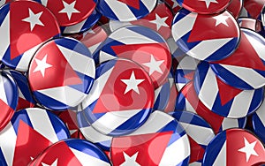 Cuba Badges Background - Pile of Cuban Flag Buttons.