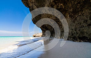 Cuba Caribbean beach with coastline and bay in havana