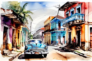 Cuba, casas coloridas e carros antigos