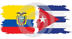 Cuba and Ecuador grunge flags connection vector