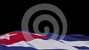 Cuba fabric flag waving on the wind loop. Cuban embroidery stiched cloth banner swaying on the breeze. Half-filled black