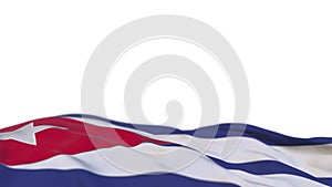 Cuba fabric flag waving on the wind loop. Cuban embroidery stiched cloth banner swaying on the breeze. Half-filled white