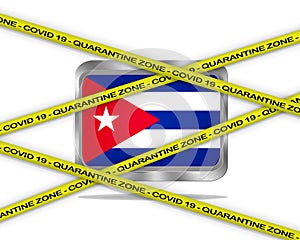 Cuba flag illustration. Coronavirus danger area, quarantined country