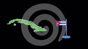 Cuba Flag and Map Shape Animation