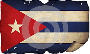 Cuba Flag On Old Paper