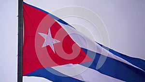 Cuba flag video waving in wind. Realistic flag background