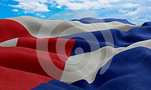 Cuba flag in the wind. Realistic and wavy fabric flag. 3D rendering