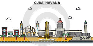 Cuba, Havana. City skyline architecture Editable