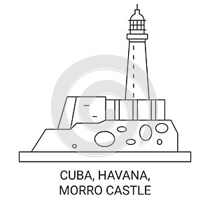 Cuba, Havana, Morro Castle travel landmark vector illustration