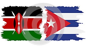 Cuba and Kenya grunge flags connection vector