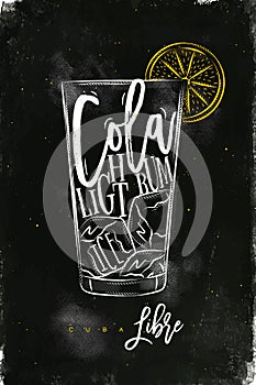 Cuba libre cocktail chalk color photo