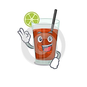 Cuba libre cocktail mascot design style showing Okay gesture finger