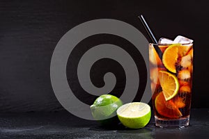 Cuba Libre cocktail with rum, cola and lime