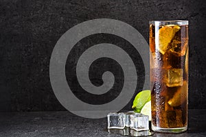 Cuba libre. Cocktail with rum, lime and ice