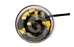 Cuba libre cocktail on white background