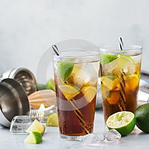 Cuba libre or long island iced tea alcohol cocktail drink