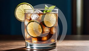 Cuba Libre or long island iced tea cocktail with strong drinks