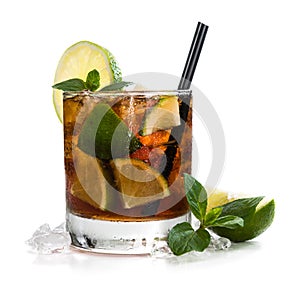 Cuba Libre Longdrink (isolated on white)