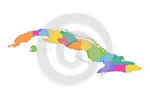Cuba map, administrative division, colors map isolated on white background blank