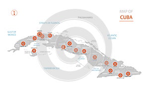 Cuba map with administrative divisions.