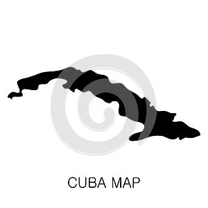 Cuba map and country name isolated on white background. Vector illustration