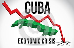 Cuba Map Financial Crisis Economic Collapse Market Crash Global Meltdown Vector