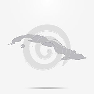 Cuba map with shadow isolated