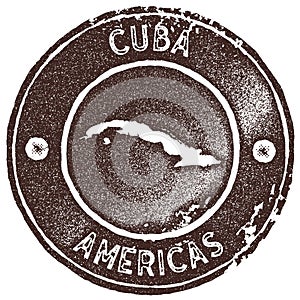 Cuba map vintage stamp.
