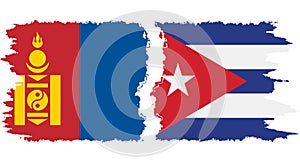 Cuba and Mongolia grunge flags connection vector