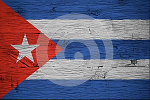 Cuba national flag painted old oak wood