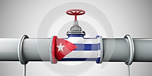 Cuba oil and gas fuel pipeline. Oil industry concept. 3D Rendering