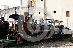 Cuba: Old trains behind the Capitolio in Havanna photo