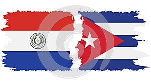Cuba and Paraguay grunge flags connection vector