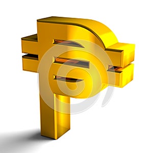 Cuba Peso Currency Symbols Gold Color, 3d render isolated on white background